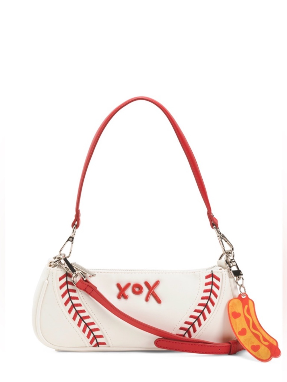 BETSEY JOHNSON BASEBALL SHOULDER BAG WITH HOTDOG BAG CHARM -  NWT